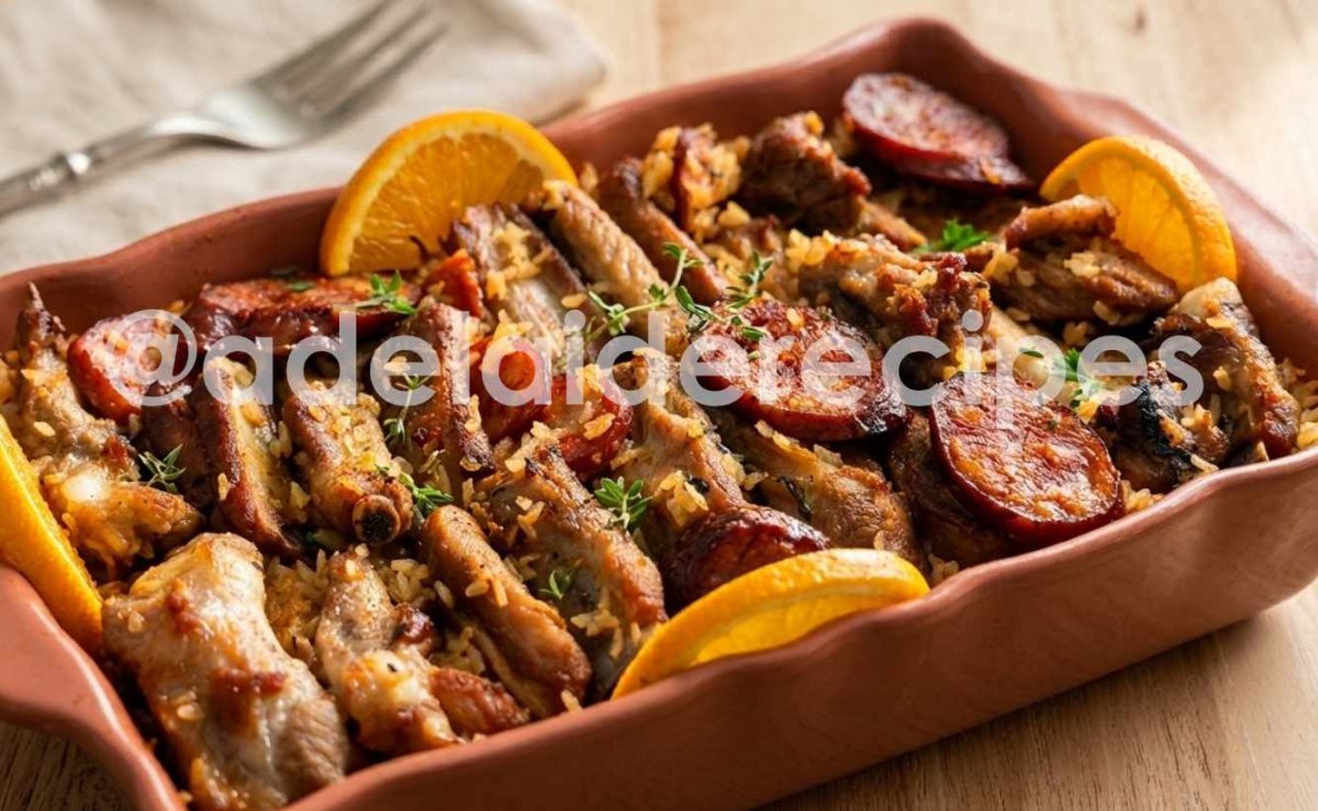 Arroz de Entrecosto com Chouriço no Forno | Receita Portuguesa