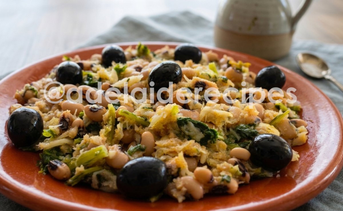 Migas de Bacalhau com Grelos, Feijão-Frade e Broa | Receita Autentica