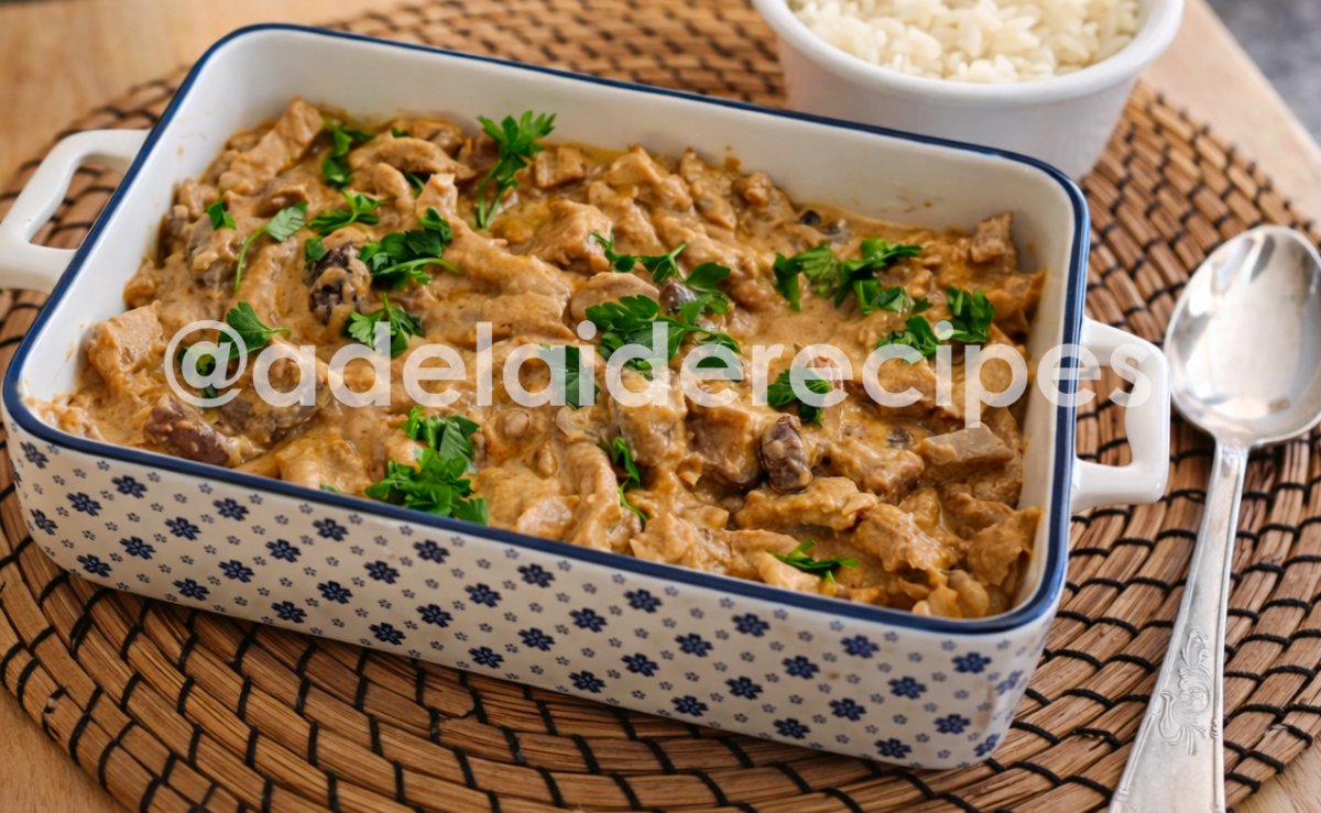 Strogonoff de Carne de Porco com Cogumelos | Receita Fácil e Deliciosa!