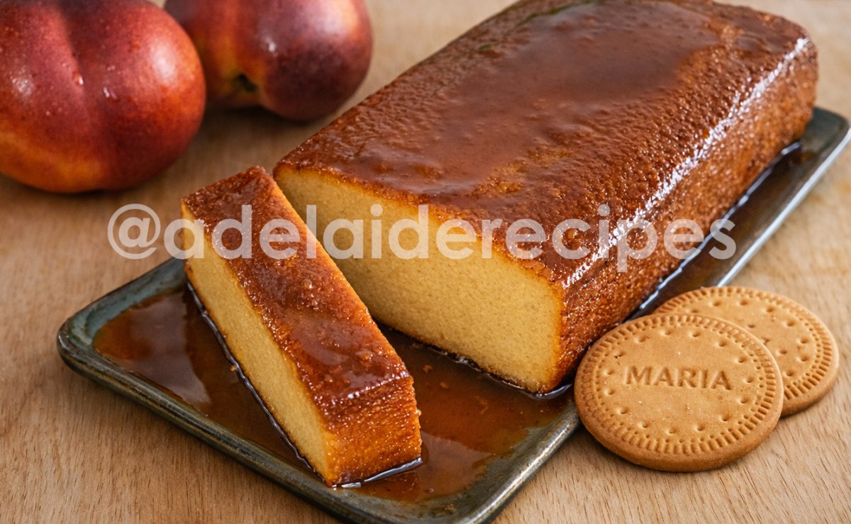 Pudim de Pêssego Cremoso com Bolacha Maria | Receita Fácil e Rápida