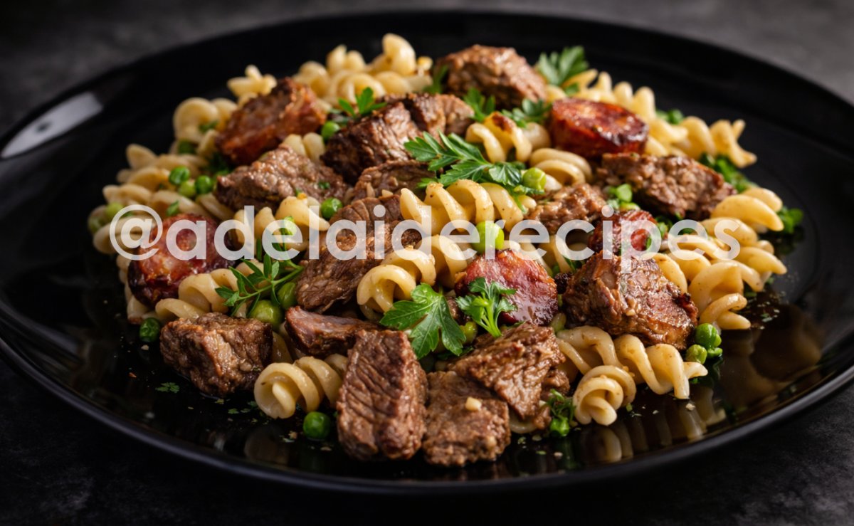 Fusilli com Carne e Ervilhas  | Prato Rápido e Delicioso!