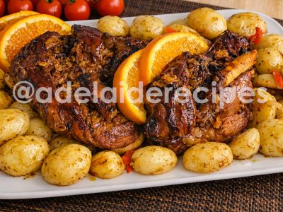 Perna de Peru com Laranja no Forno e Batatas Crocantes