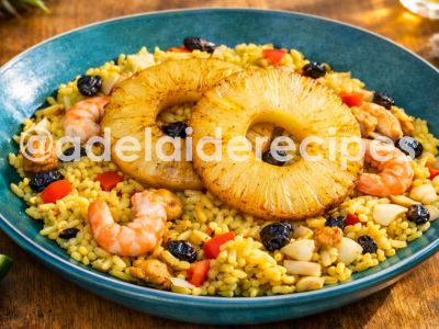 Jambalaya de Peru, Bacon e Camarões