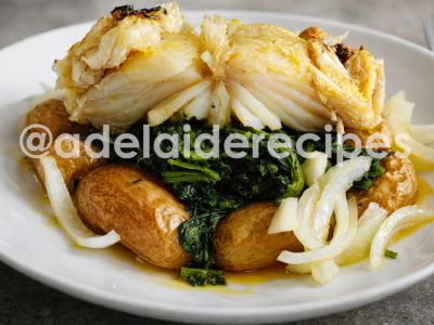 Receita de Bacalhau Assado e Grelos
